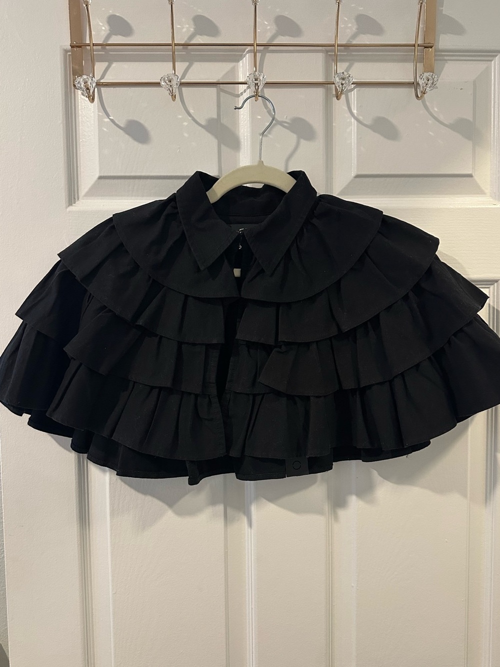 Mondenero Black Ruffle Cape Jacket NWT